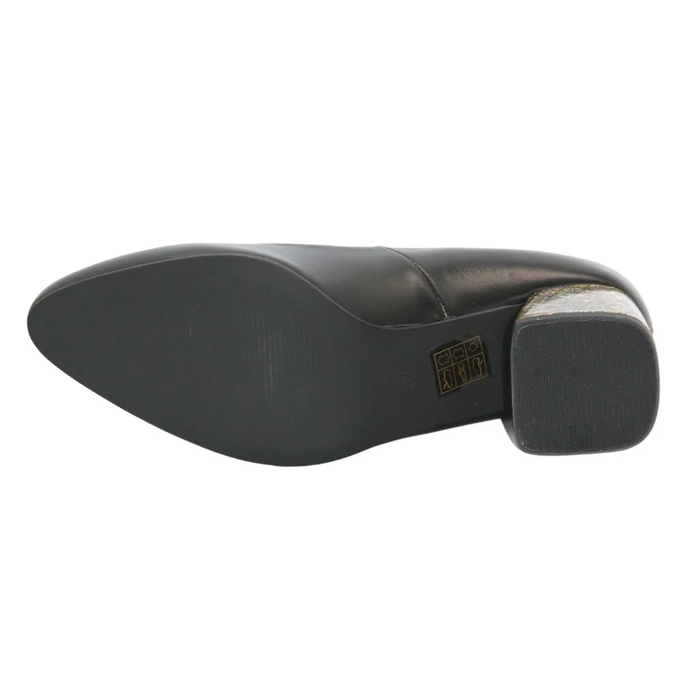 Women's black pumps with medium heels Kaniowski (Poland) model 5198