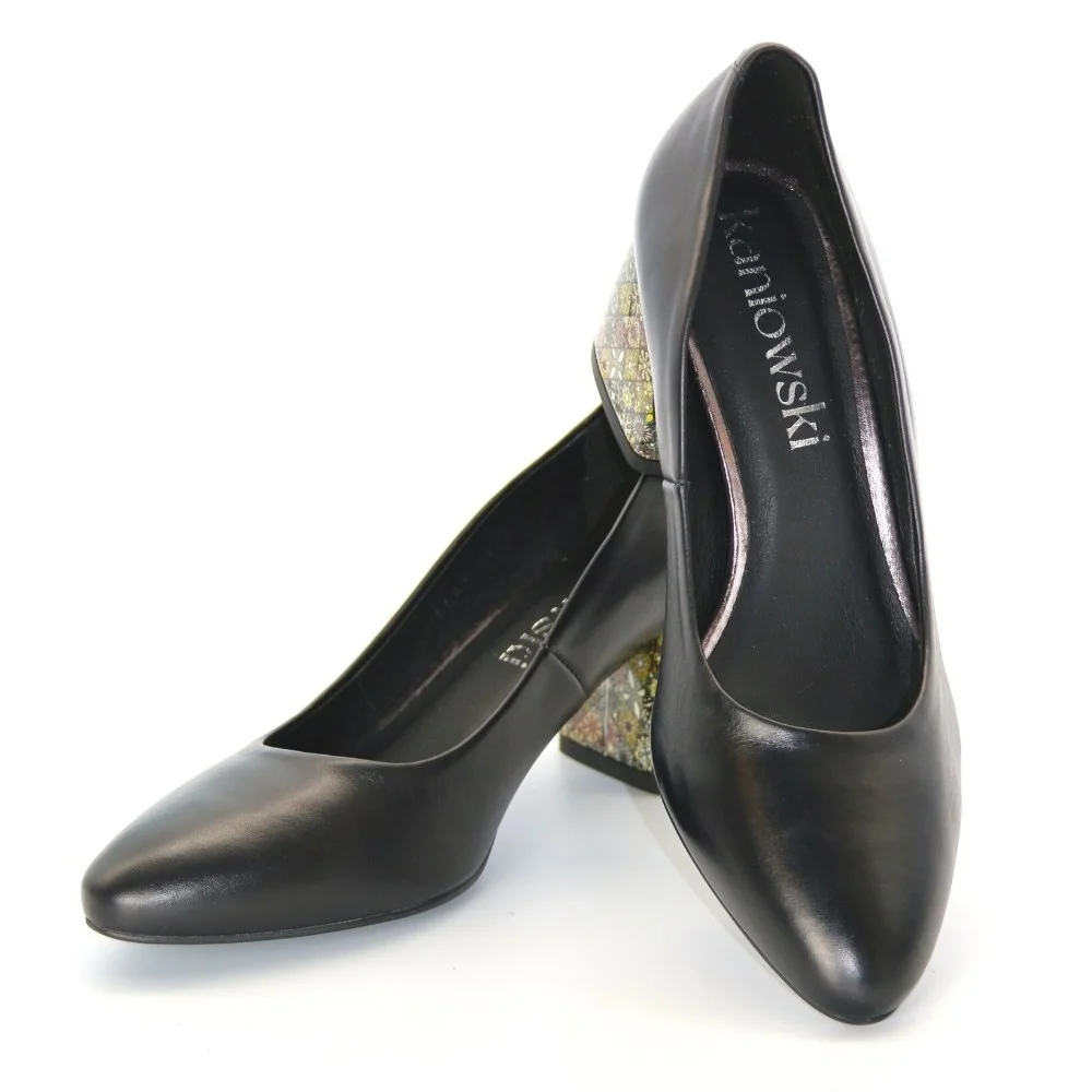 Women's black pumps with medium heels Kaniowski (Poland) model 5198