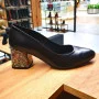 Women's black pumps with medium heels Kaniowski (Poland) model 5198