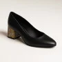 Women's black pumps with medium heels Kaniowski (Poland) model 5198