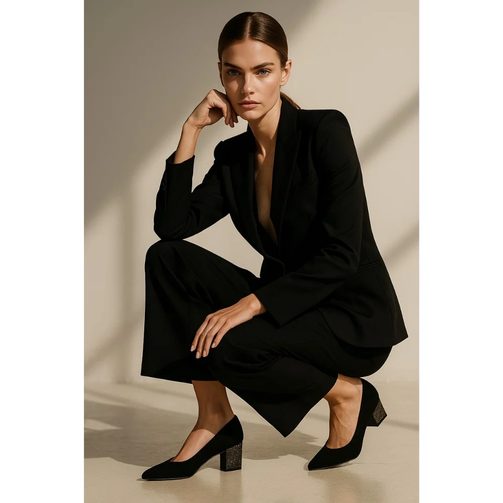 Жіночі чорні туфлі-човники Kaniowsk (Польща) модель 5199