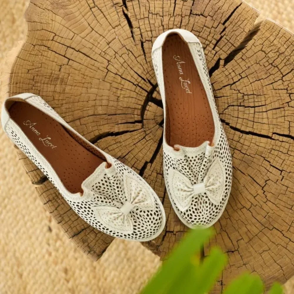 Женские бежевые балетки летние Anna Lucci (Турция) модель 5208