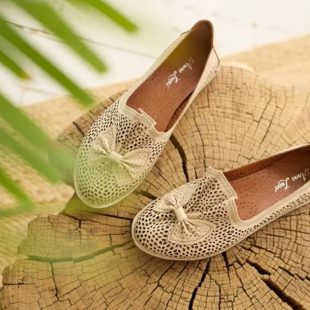 Женские бежевые балетки летние Anna Lucci (Турция) модель 5208