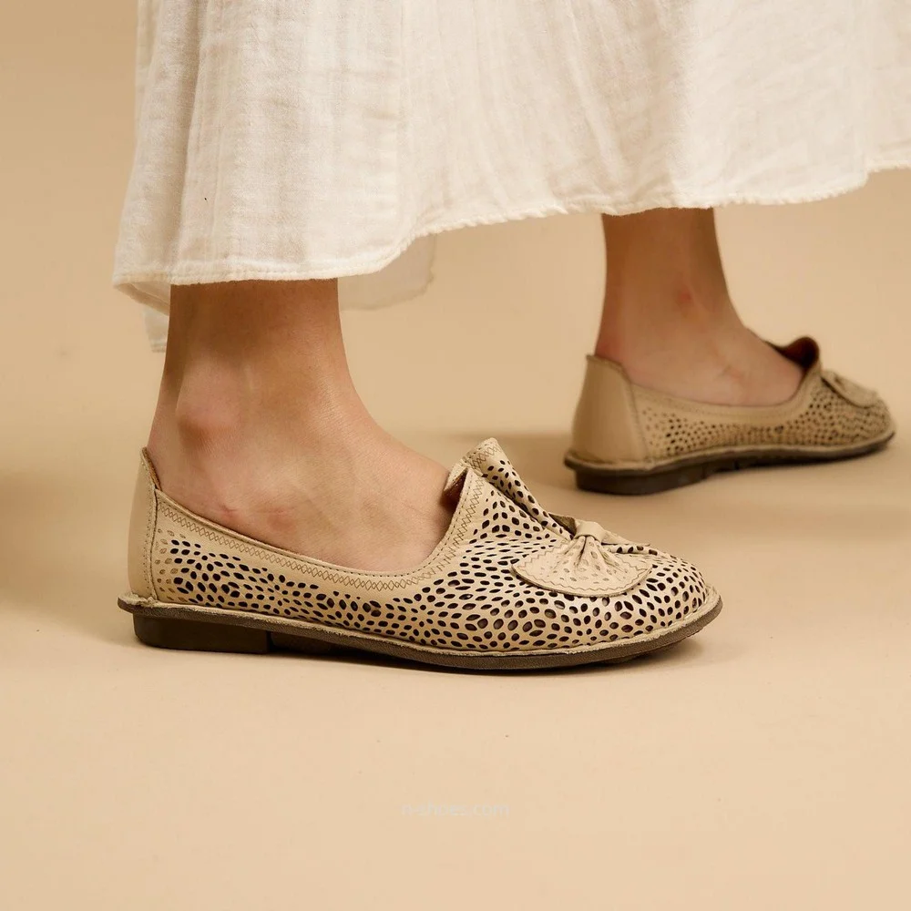 Женские бежевые балетки летние Anna Lucci (Турция) модель 5208