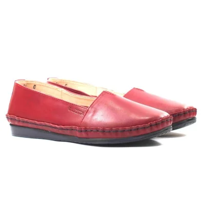 Women's red comfortable moccasins Lesta Poland 241-4151-1-5148 5225 made of genuine leather from Polish factories