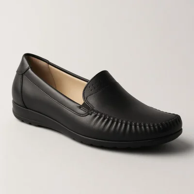 Women's black comfortable moccasins Lesta Polska 161-3997-1-1036 5228 made of genuine leather from a Polish factory