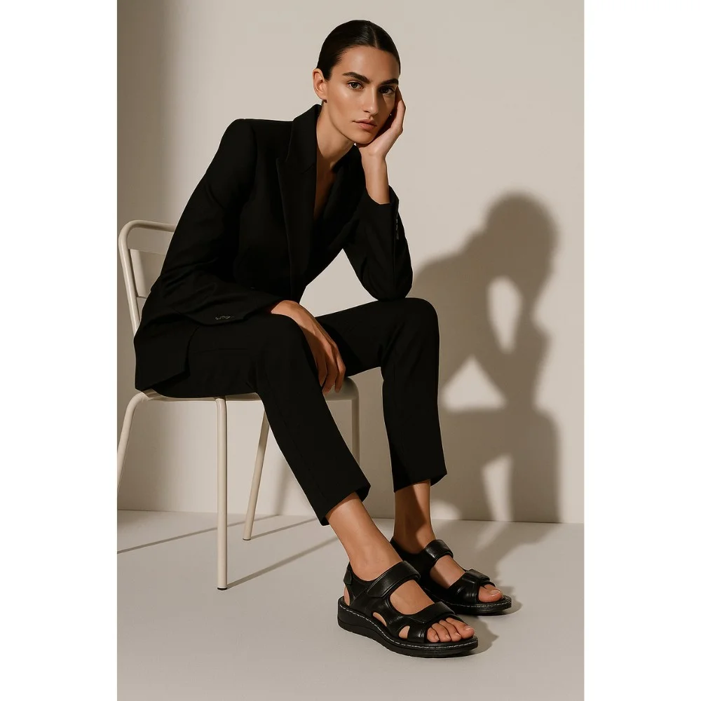 Women’s Black Sandals Lonza 176753 2051 BLACK KOGA Genuine Leather