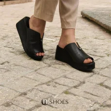 Жіночі чорні шкіряні шльопанці на танкетці Fabio Monelli Туреччина 171224 961-5-9-929 5241 елегантні з натруральної шкіри