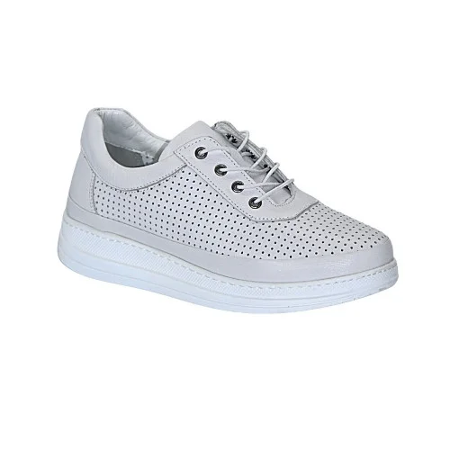 Женские белые мокасины Lonza Турция 185177 RW010 WHITE 5256 с перфорацией из натуральной кожи от турецкой фабрики