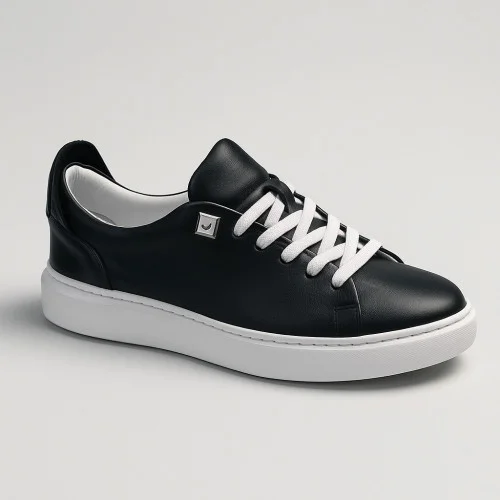 Women's black leather sneakers La bellini 574 4940 made of genuine leather on a white sole from a Turkish factory
