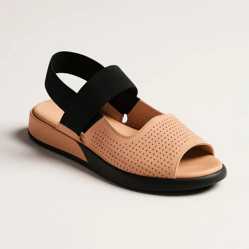 Women's pink sandals Estmod Türkiye 142-0247224 4945 made of genuine leather with elastic band