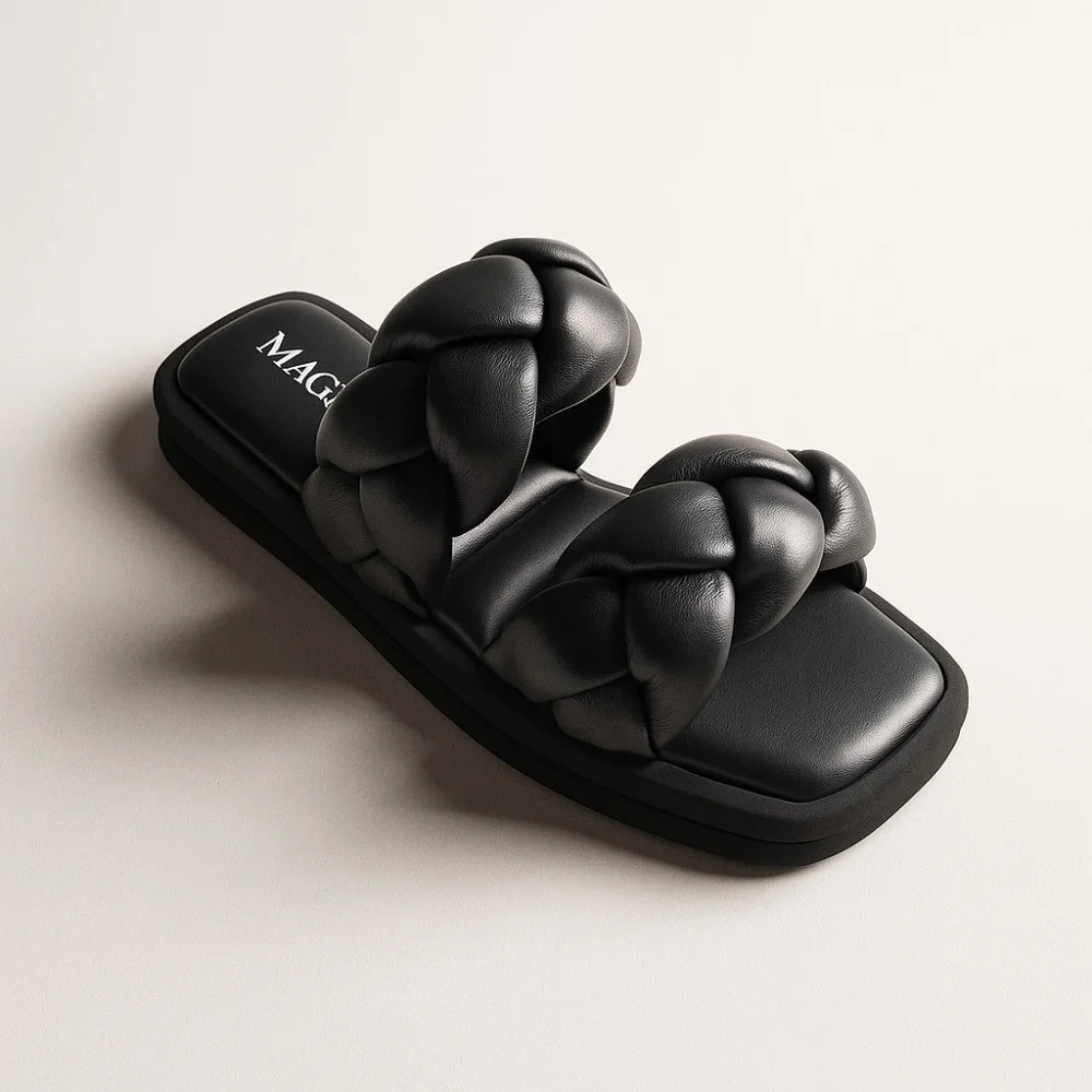Slippers female black Magza (Turkey) model 4988