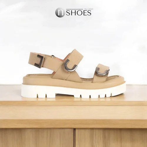 Women's pink leather platform sandals Ripka Türkiye 165-2673-3542 T BYZ 5003 fashionable with velcro