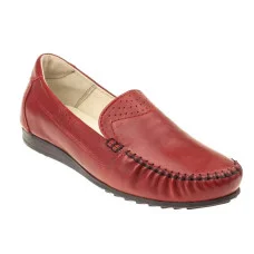 Женские красные туфли мокасины Lesta 161-3997-1-5148 bordo 5030 из натуральной кожи с ортопедичной стелькой от польской фабрики