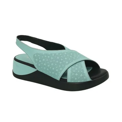 Women's turquoise platform sandals Ripka 10086 r029-02 turkuz 5050 made of genuine leather