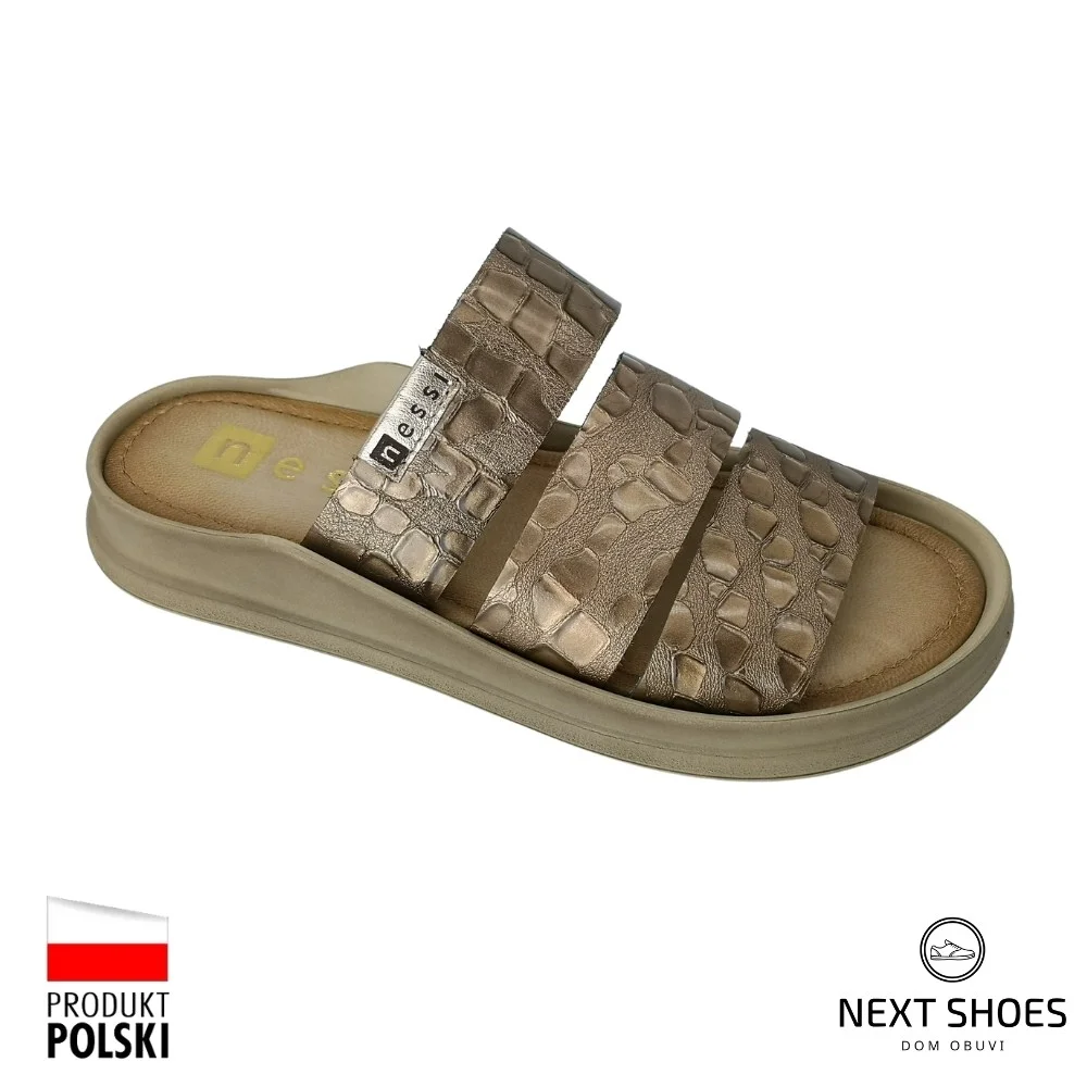 Шльопанці жіночі золотисті Nessi (Польща) модель 5061