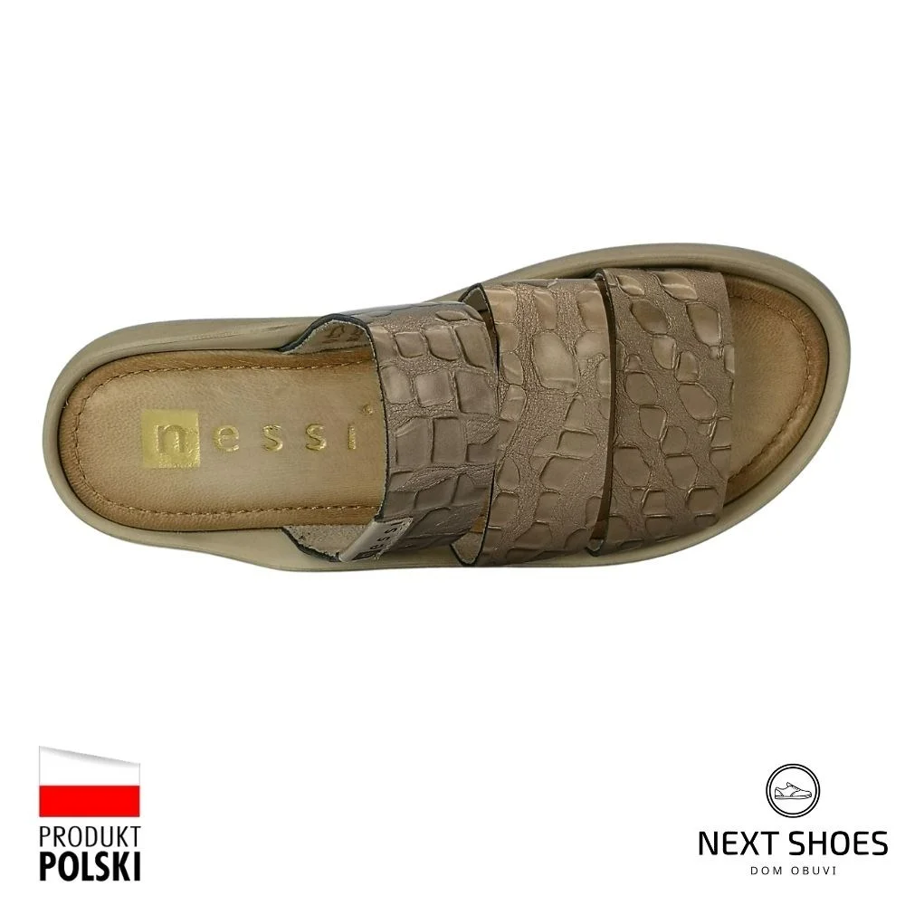 Шльопанці жіночі золотисті Nessi (Польща) модель 5061