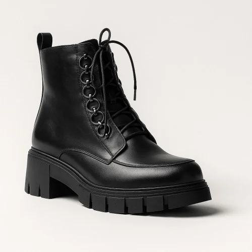 Women's fashionable black boots Simen 4477a-faeda czarna 5388-5191 made of genuine leather from a Polish factory