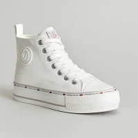 Жіночі білі високі кеди Cross Jeans KK2R4044C White 5351 на осінь и зиму