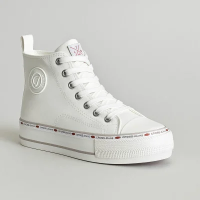 Women's white high top sneakers Cross Jeans KK2R4044C White 5351 for winter