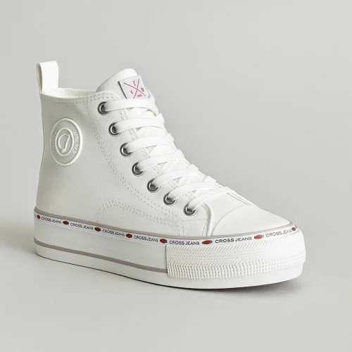Жіночі білі високі кеди Cross Jeans KK2R4044C White 5351 на осінь и зиму