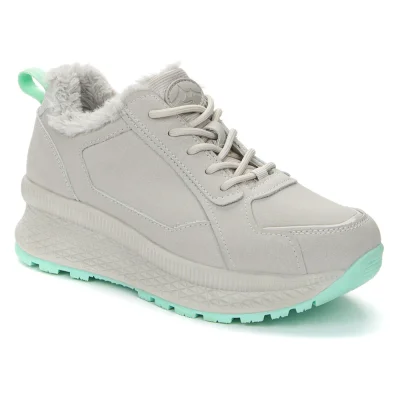Women's fashionable gray winter sneakers Grunberg 138568-14-02 5364 with wool insulation made of natural nubuck leather from an Italian brand