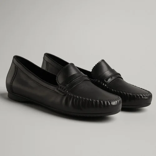 Women's black leather moccasins Marco Tozzi 2-24225-20 Black 001 5400 made of genuine leather from a German brand