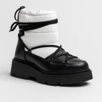 Женские черно-белые кожаные дутики ботинки Lasocki ARC-DIUNA-06 White 5421 для зимнего отдыха и туризма из натуральной кожи от польского бренда