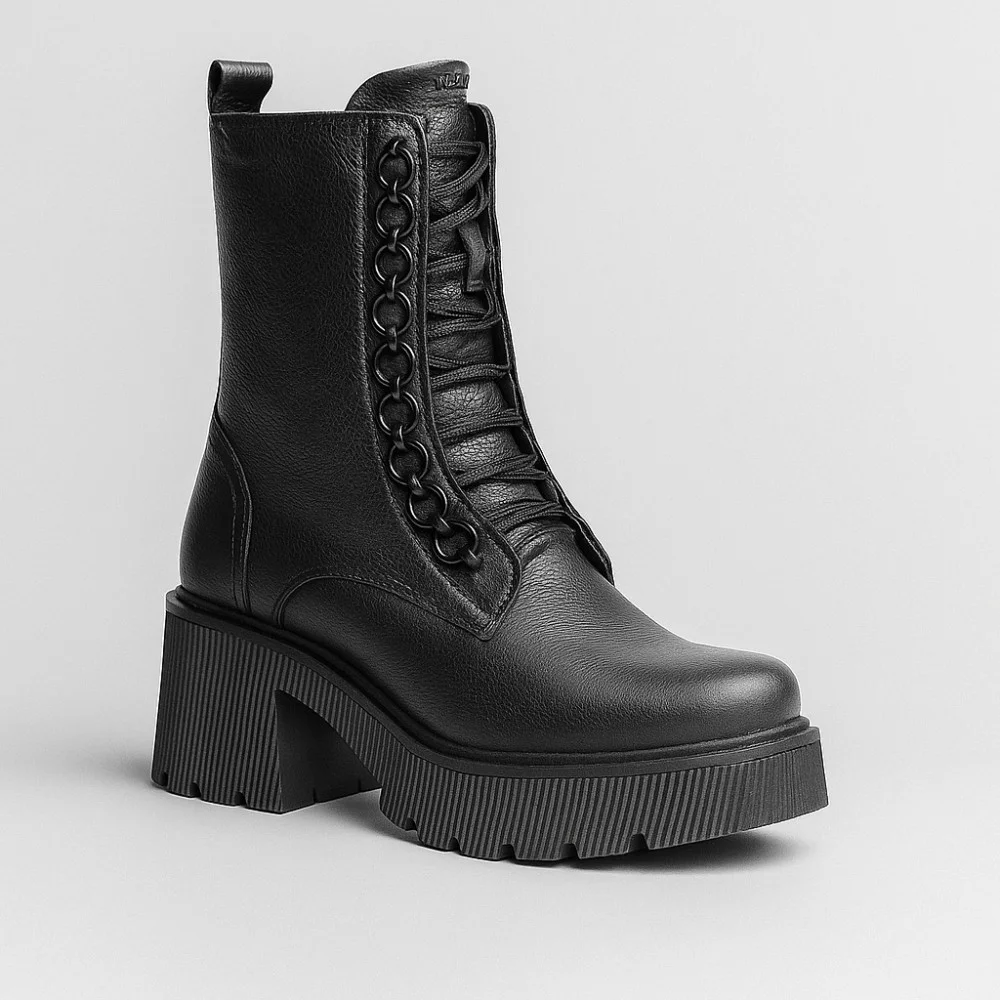 Women’s Black Leather Winter Boots Simen 6596a faeda czarna 5430