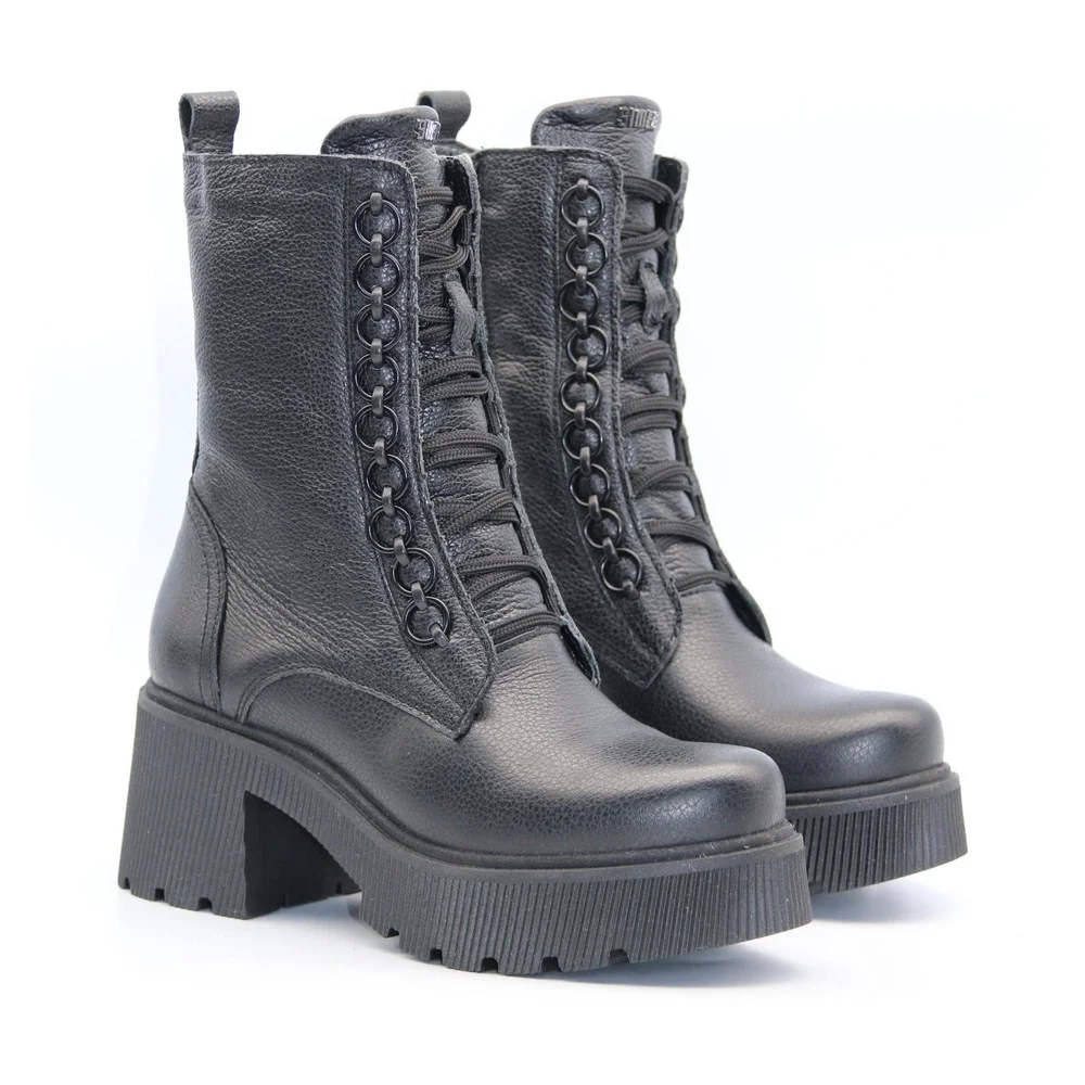 Women’s Black Leather Winter Boots Simen 6596a faeda czarna 5430