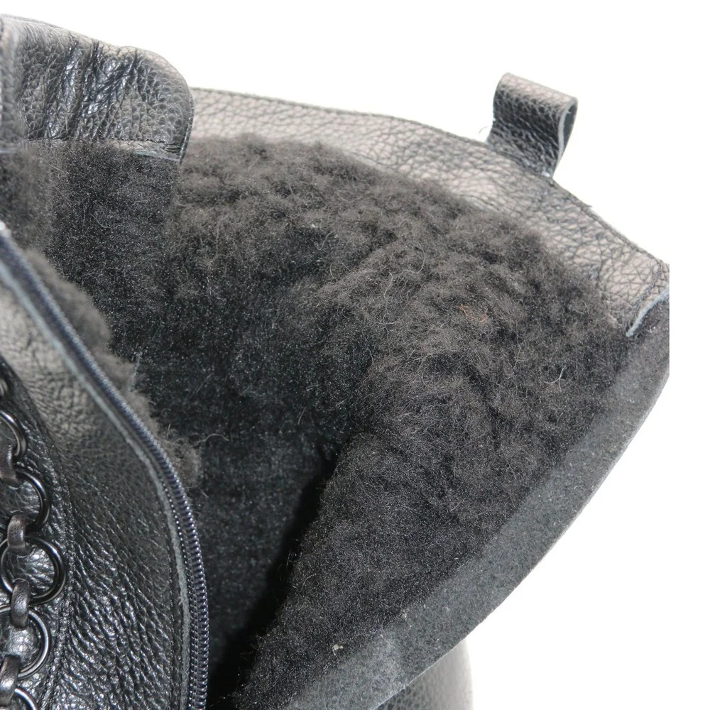 Women’s Black Leather Winter Boots Simen 6596a faeda czarna 5430