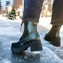 Women’s Black Leather Winter Boots Simen 6596a faeda czarna 5430