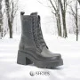 Women’s Black Leather Winter Boots Simen 6596a faeda czarna 5430