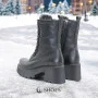 Women’s Black Leather Winter Boots Simen 6596a faeda czarna 5430