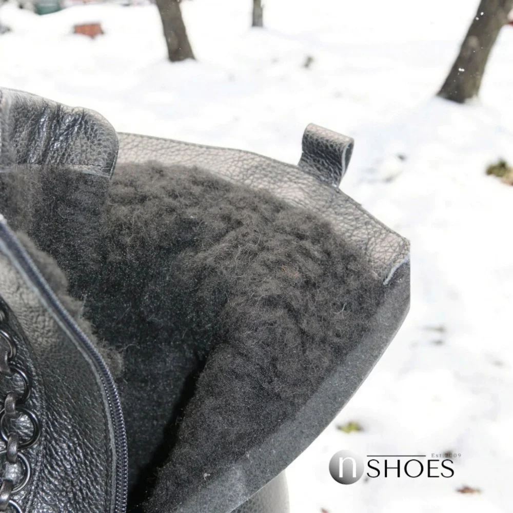 Women’s Black Leather Winter Boots Simen 6596a faeda czarna 5430