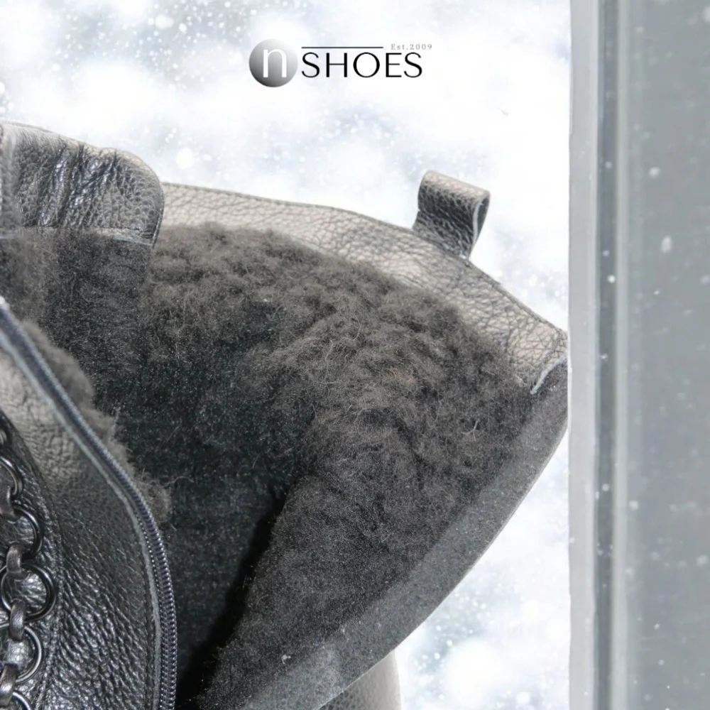 Women’s Black Leather Winter Boots Simen 6596a faeda czarna 5430