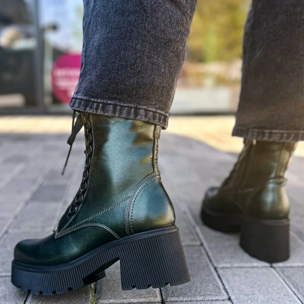 Women’s Black Leather Winter Boots Simen 6596a faeda czarna 5430