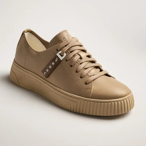 Women's beige leather sneakers Nessi 22162 sp 5433