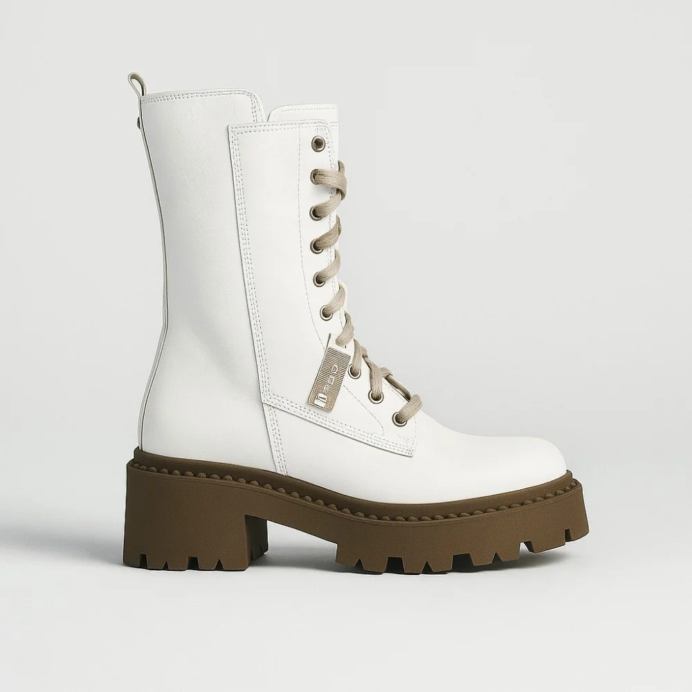Women’s White Winter Boots Nessi 23535 bialy in Genuine Leather
