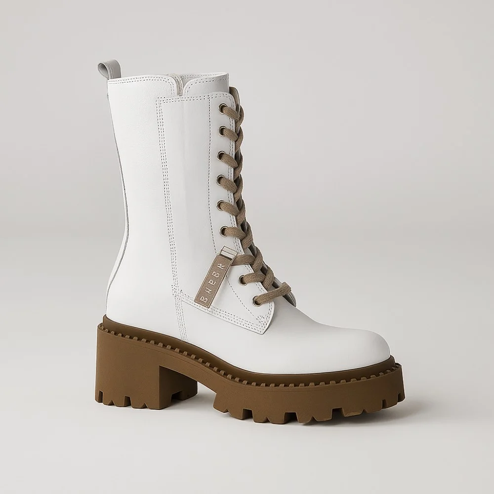 Women’s White Winter Boots Nessi 23535 bialy in Genuine Leather