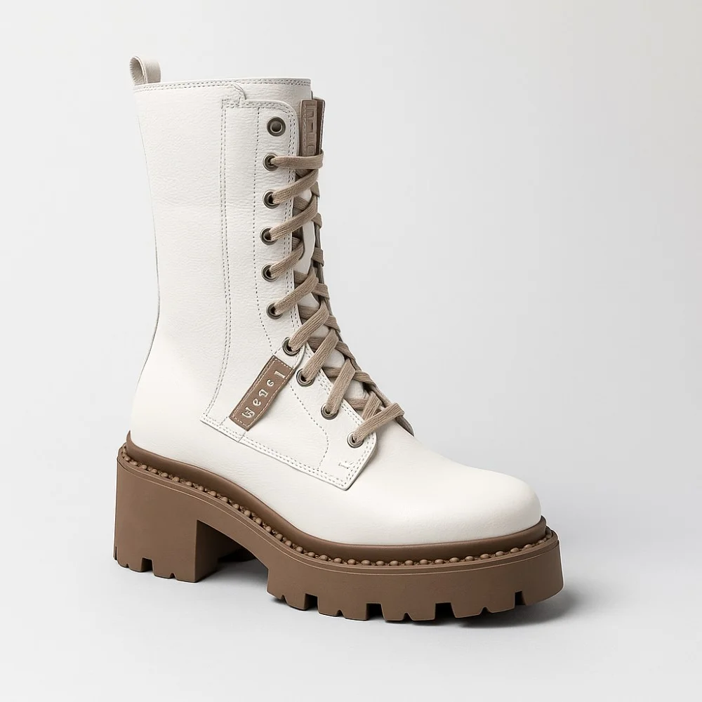 Women’s White Winter Boots Nessi 23535 bialy in Genuine Leather