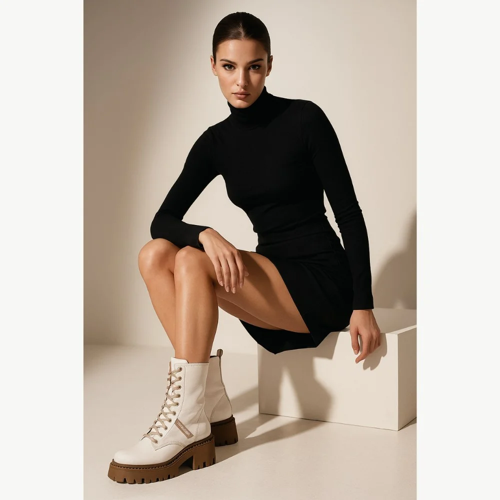 Women’s White Winter Boots Nessi 23535 bialy in Genuine Leather