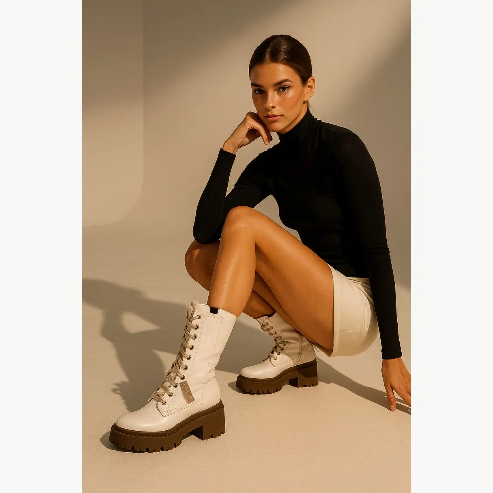 Women’s White Winter Boots Nessi 23535 bialy in Genuine Leather