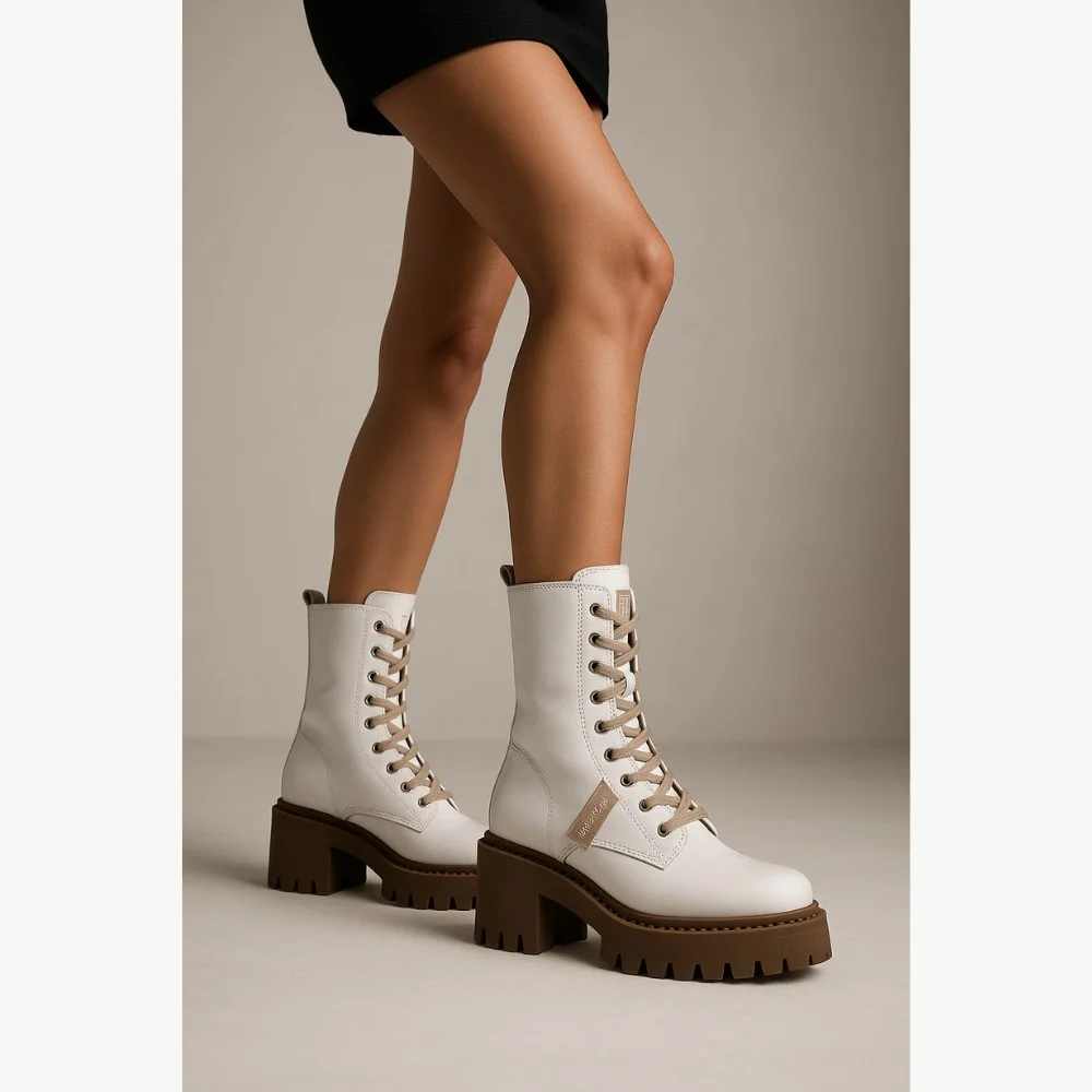 Women’s White Winter Boots Nessi 23535 bialy in Genuine Leather