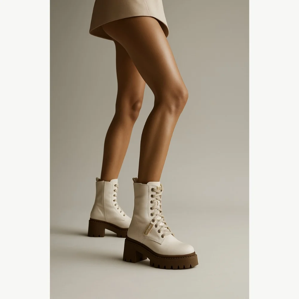 Women’s White Winter Boots Nessi 23535 bialy in Genuine Leather