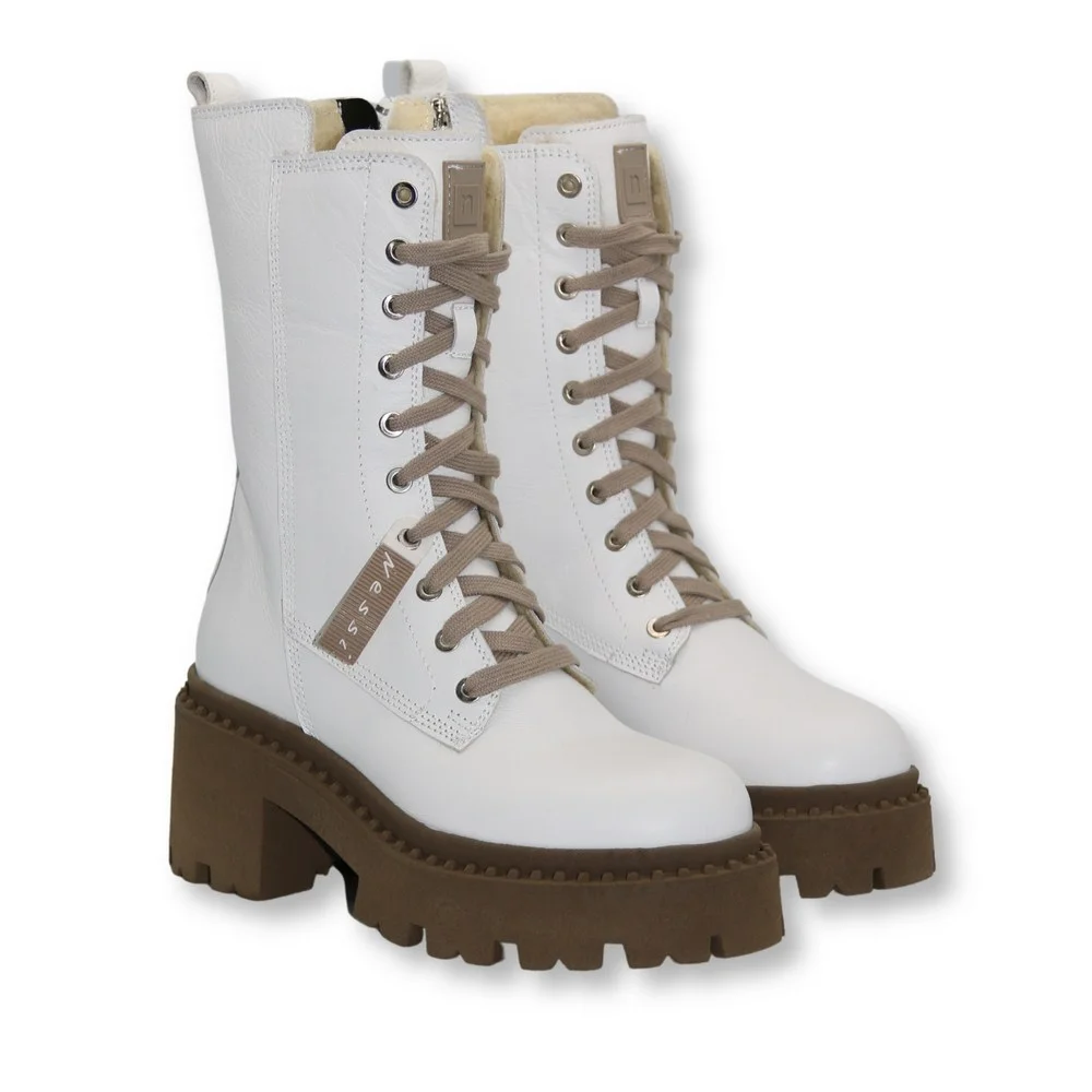 Women’s White Winter Boots Nessi 23535 bialy in Genuine Leather