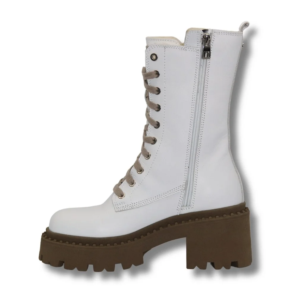 Women’s White Winter Boots Nessi 23535 bialy in Genuine Leather