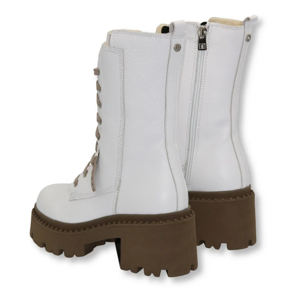 Women’s White Winter Boots Nessi 23535 bialy in Genuine Leather