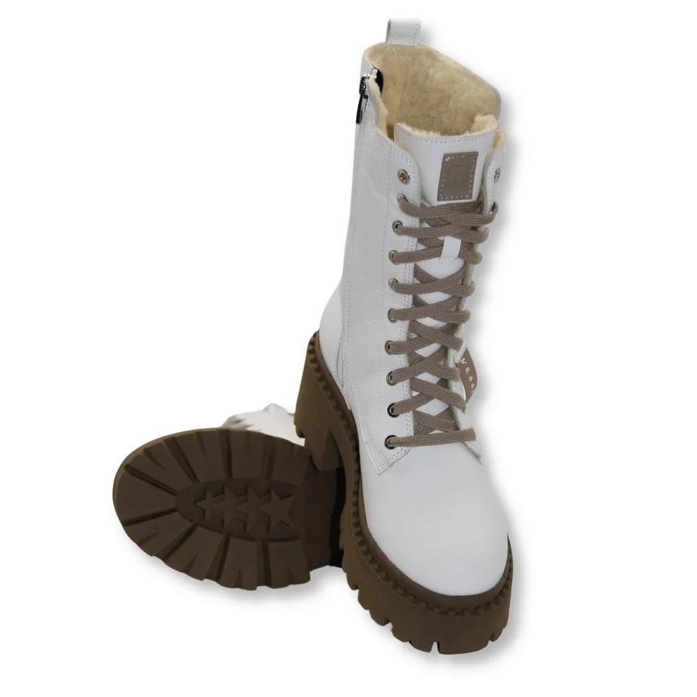 Women’s White Winter Boots Nessi 23535 bialy in Genuine Leather