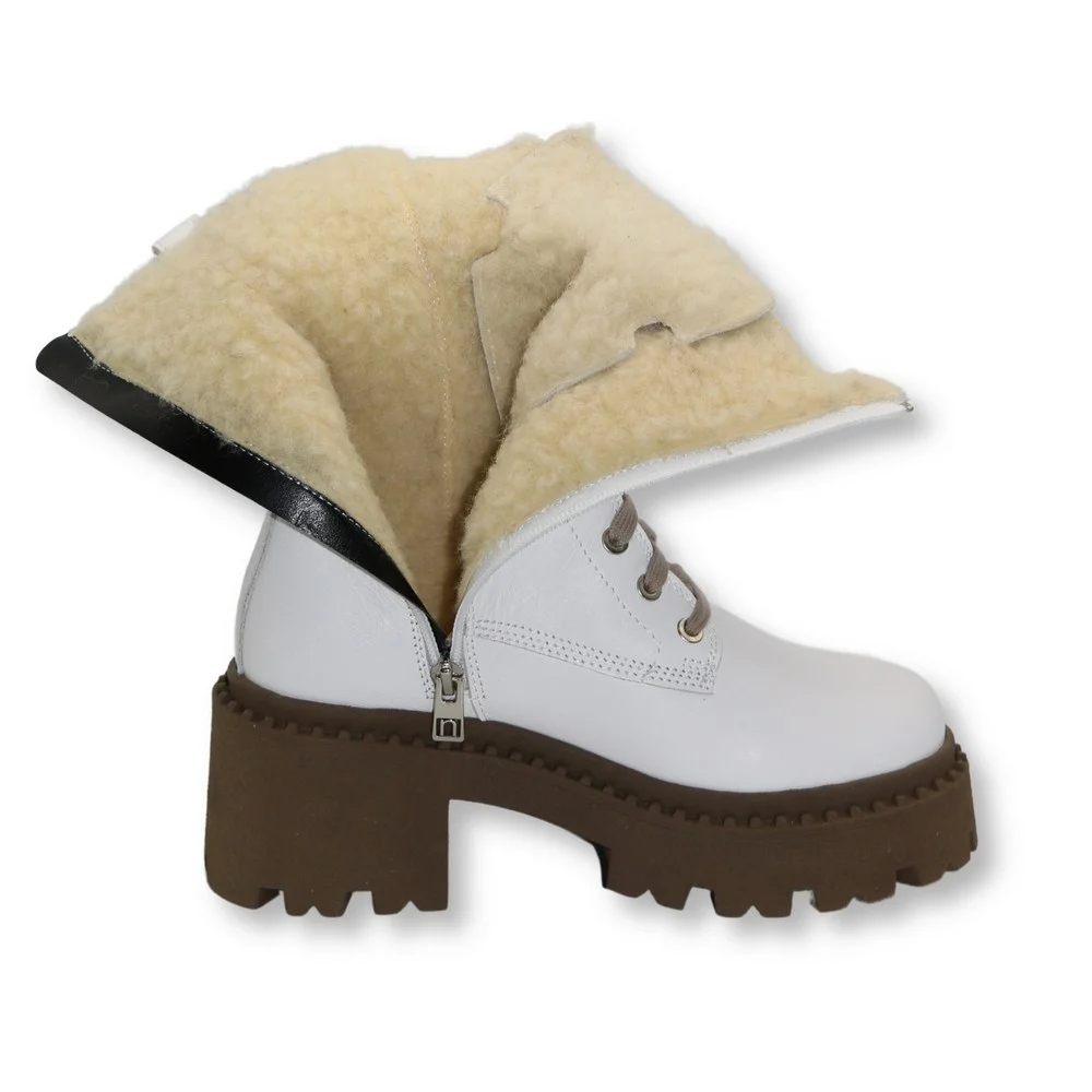 Women’s White Winter Boots Nessi 23535 bialy in Genuine Leather